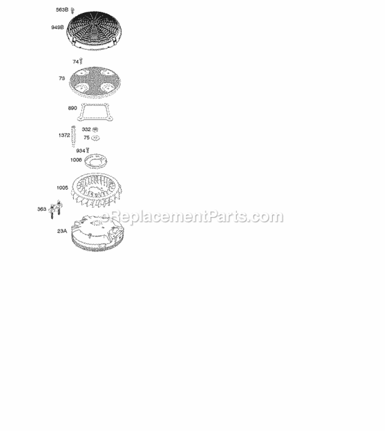Flywheel Diagram and Parts List for 44P977-0110-G5  Briggs and Stratton Engine